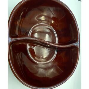 Marcrest ovenproof Colorado Brown divided Daisy Dot casserole Retro Serve‎ ware